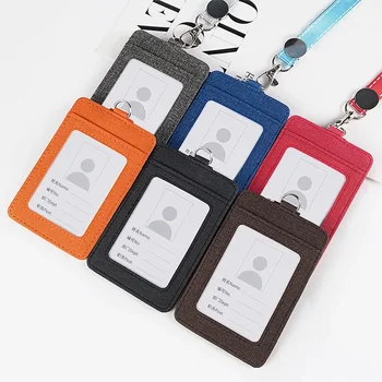 3-Слойный Талон Держателя Карты для Бизнеса Simplicity Solid Color ID Card Holder Талон для Рабочего Студенческого Льняного Держателя Карты