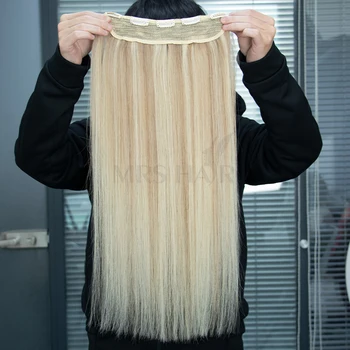 P18-613 Светлая Заколка Для Наращивания Человеческих волос Из Цельных Натуральных Волос Прямая Заколка Для Придания объема Шиньонам 14 18 22 дюйма 60 1B
