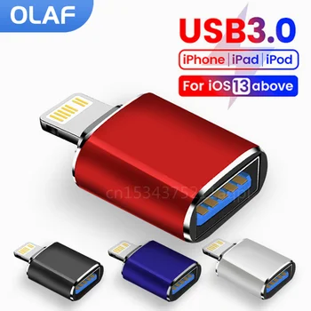 Для IOS OTG Adaptador для iPhone 14 13 12 11 Pro iPad U Disk Lighting адаптер USB 3.0 для iOS 13 выше