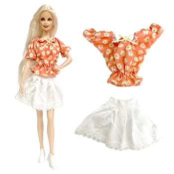 NK 1 Комплект Одежды Для Куклы Барби, Модная Милая Рубашка, Белая Юбка, Платье Для Барби и 1/6 Куклы BJD Blythe, Аксессуары Для Одежды