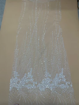 Африканская кружевная ткань ZH-13084321 Высококачественная Французская кружевная ткань с пайетками, вышитая бисером, тюлевая кружевная ткань для свадебного платья для вечеринки