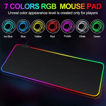 Светящийся RGB Чистый черный коврик для мыши с утолщенным шифрованием, большой нескользящий коврик для офисного стола для киберспортивных игр