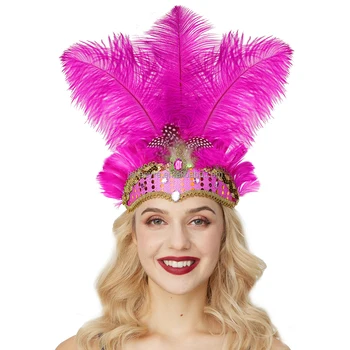 Оптовый карнавальный головной убор из перьев, повязка для танцовщицы, головной убор Mardi для Хэллоуина в Венеции, Гавайи