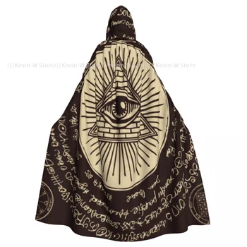 Мужской взрослый Всевидящий глаз Треугольная Пирамида Плащ с капюшоном Длинный Костюм Ведьмы Косплей