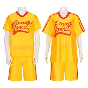 Костюм для косплея Crazy Dodgeball Average Joe's из желтого джерси для взрослых, костюм для вышибалы с настоящей историей аутсайдера на Хэллоуин