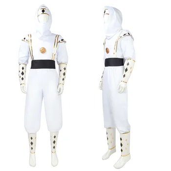 Томми Оливер Косплей костюм Супергероя Белый Боевой костюм ниндзя Томми Белый костюм Воина для мужчин Маскарадный костюм на Хэллоуин