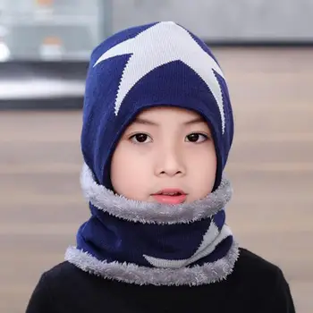 Холодостойкая Мягкая Детская вязаная шапочка и шарф с милым принтом в виде звезд для фестиваля