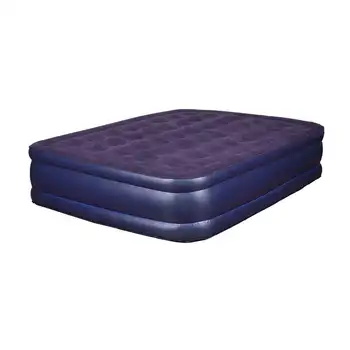 383-100 Двуспальная надувная надувная кровать Queen-Size - синий - Походный матрас для путешествий толщиной 18 дюймов
