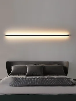 Настенный светильник прикроватные светильники для спальни скандинавские декоративные светильники линия минималистичного света длинная полоса черный фон настенный светильник Комната