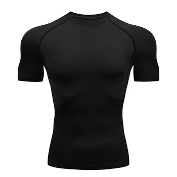 Мужская компрессионная футболка с коротким рукавом, колготки, топ Для тренировок, фитнес, Бег, Баскетбол, Спортивная одежда для йоги, бесшовная спортивная одежда