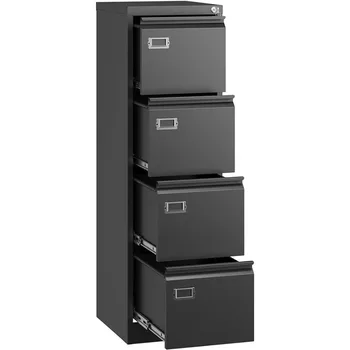Картотечный шкаф с выдвижными ящиками, Металлические вертикальные картотечные шкафы с замком для хранения A4/F4/Letter/ Legal для домашнего офиса-Требуется сборка