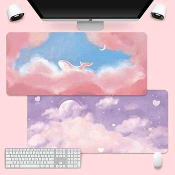 Коврик для мыши с лунным пейзажем Kawaii, коврик для мыши PC Gamer, Большие коврики для мыши, Милые Розовые клавиатуры, Настольные коврики 800 * 300 * 3 мм