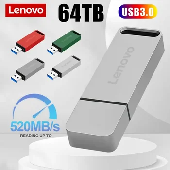 Lenovo USB 3.0 Pen Drive 64 ТБ USB Флэш-Накопитель Высокой Скорости 520 МБ/с. Водонепроницаемый Memoria USB Для Компьютера/ Планшета /ps4 Настроить Логотип