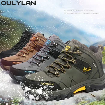 Oulylan Водонепроницаемые горные мужские походные трекинговые ботинки Обувь на резиновой подошве Обувь для скалолазания Спортивная плюшевая и толстая изоляция