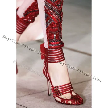 Открытые Босоножки Red Hook На высоком каблуке-шпильке, Однотонная Пикантная Женская Обувь, Новая Модная Летняя Элегантная Обувь 2023, Zapatos Para Mujere