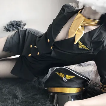Униформа стюардессы в японском стиле Комплект эротического белья Сексуальные костюмы Костюм стюардессы Секс Косплей Аниме Полицейская ролевая игра