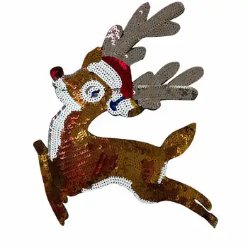 Рождественский олень, бусины, вышитые пайетками аксессуары, наклейки из мультфильмов с животными, Жираф, нашивки с пайетками для детского ручного шитья