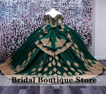 Пышные платья принцессы Хантер Грин с кружевной аппликацией, украшенной бисером, кристаллами и кисточками, Бальное платье на годовщину свадьбы