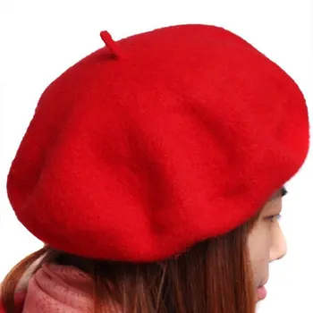 Модные женские шапки-береты Осень-зима Хлопок Сплошной цвет Мягкая теплая шерсть Ретро Тонкая кепка в стиле художника Женская шляпа