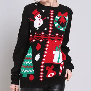 Рождественский свитер В подарок Санта Эльф, Забавный пуловер, женские свитера, топы, женская Рождественская одежда, Осенне-зимние свитера, одежда