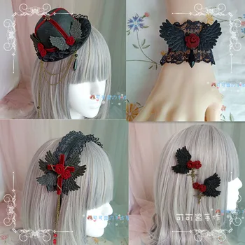 Лолита темно-готические аксессуары для волос Lolita dead wings винно-красная вампирская роза шпилька для волос