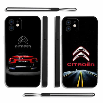 Фирменный Автомобиль Citroen Logo Чехол Для Телефона iPhone 15 14 13 12 11 Pro Max Mini X XR XS MAX Plus Силиконовые Чехлы с Ремешком для рук