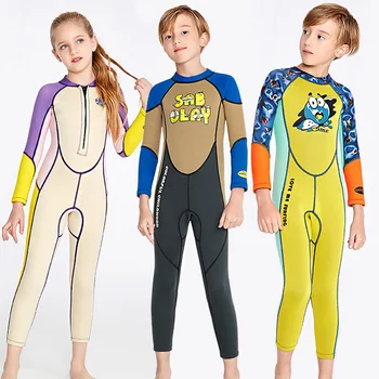 Детские красочные купальники Неопреновый гидрокостюм для подводного плавания с аквалангом для детей, костюм для подводного плавания, купальный костюм для свободного погружения, гидрокостюм для купания