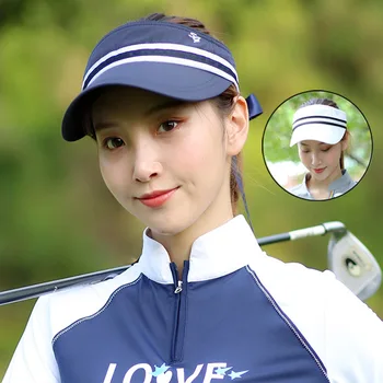 Женские гольфы Love Golf С широкими полями, пустые верхние шляпы для гольфа, женские полосатые солнцезащитные шляпы с козырьком, впитывающие пот, Регулируемые кепки с солнцезащитным козырьком