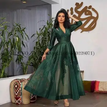 Новое поступление вечернее платье с V-образным вырезом 2023 Зеленый Дубайский Кафтан вечерние платья Длинные Вечерние платья Abendkleider abiye