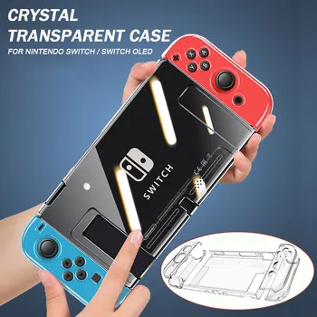 Жесткий ПК, прозрачный чехол для игровой консоли Nintendo Switch, корпус контроллера JoyCon, NS Oled, кристально чистый защитный чехол