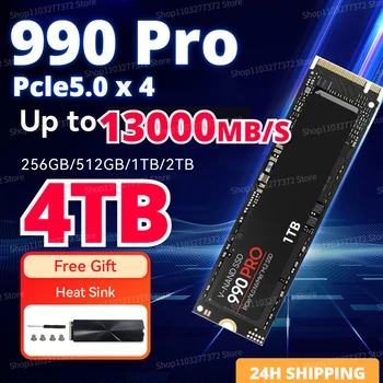 990 PRO 13000 МБ/с. 8 ТБ 4 ТБ SSD NVMe M.2 2280 2 ТБ 1 ТБ 512 ГБ Внутренний Твердотельный накопитель M2 PCIe 5.0x4 2280 SSD для Портативных ПК PS5