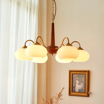 Американская Средневековая Люстра для гостиной из орехового дерева, Французская Главная лампа, столовая, спальня, Ретро-лампы