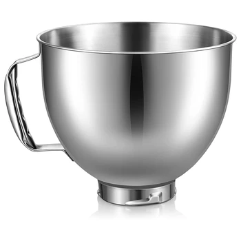 Чаша из нержавеющей стали для миксера KitchenAid с наклонной Головкой объемом 4,5-5 Литров, для Чаши миксера KitchenAid, Можно мыть в посудомоечной машине