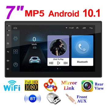 7-дюймовый автомобильный радиоприемник Android 10.1, Мультимедийный видеоплеер, Wifi Gps, Автостерео, Двойная автомобильная стереосистема 2 Din, USB Fm-радио