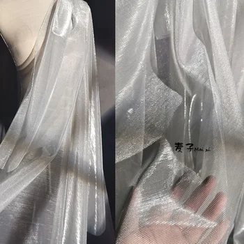 Серебристо-светлая лазерная иллюзия, ткани-скелеты, Сетчатое муслиновое сетчатое платье, разноцветные полупрозрачные дизайнерские ткани Hanbok