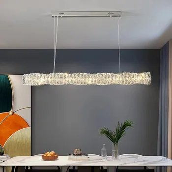 Современный простой светодиодный хрустальный подвесной светильник, ресторанное искусство, обеденный стол, бар, длинная Роскошная люстра, индивидуальные дизайнерские лампы
