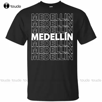 Футболка Medellin для людей, которые любят Колумбийскую футболку, черный топ, модные мужские хлопковые футболки с 3D-буквенным принтом