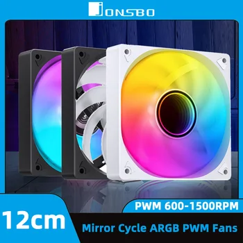 Jonsbo SL 12 см ПК Корпус Компьютера Вентилятор 5 В 3PIN ARGB Зеркальный Световой Эффект Вентилятор Охлаждения процессора 4PIN PWM 120 мм Скользящий Обратный Вентилятор