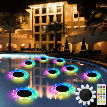 Солнечные RGB СВЕТОДИОДНЫЕ плавающие огни для бассейна Водонепроницаемый Солнечный свет с дистанционным цветочным ночником для бассейна, сада, свадебного декора