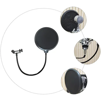 Pop Shield, двухслойный микрофонный фильтр, микрофон с гусиной шеей, предохранитель от обдува для трансляции, обложка, студийная запись, ветрозащитный экран