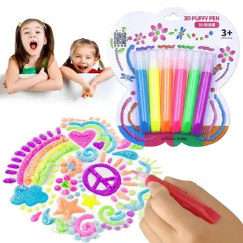 Пузырьковые Цветные Ручки Print Bubble Pen 6ШТ Волшебные Ручки Для Девочек DIY Bubble Drawing Pens 3D Art Безопасная Ручка Bubble Pen Для Детей Для