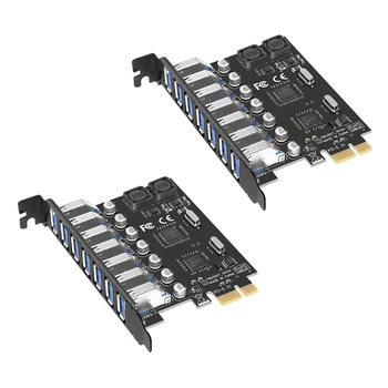 2X адаптер карты расширения USB 3.0 PCI-E, 7 портов, адаптер концентратора, внешний контроллер, удлинитель PCI-E, карта PCI Express