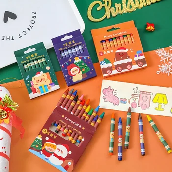 8 Цветов Оптом Рождественский карандаш Набор цветных Карандашей Детские кисти для граффити Масляная пастель Рождественские Подарки