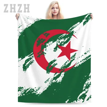 Фланелевое одеяло цвета Флага Алжира, многофункциональный чехол для походного дивана, сохраняющий тепло