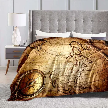Навигация по Древнему миру Мягкое тонкое Одеяло, Фланелевое Одеяло на лето, Одеяло для дивана в гостиной, Антипилинговое одеяло для пикника