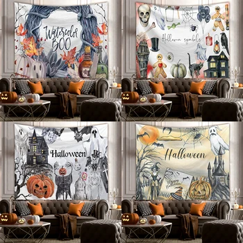 Домашний Декор, Гобелен с принтом на Хэллоуин, Праздничная атмосфера, Фон для стен комнаты, Ткань 