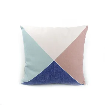 Высококачественная цифровая печать пастельно-голубой подушки с геометрическим рисунком, прямая продажа с фабрики
