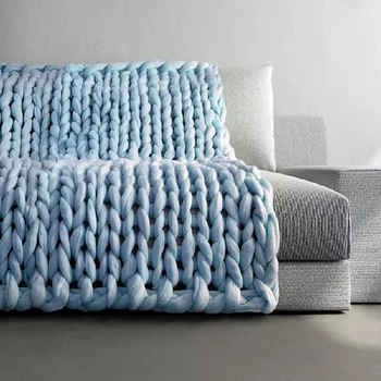 Плотное вязаное одеяло ручной работы, Модное плотное грубое ковровое одеяло ручной работы, домашний текстиль, Вязаное мягкое одеяло