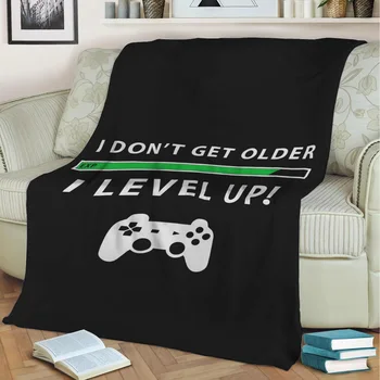 Я не становлюсь старше, я повышаю уровень, набрасываю одеяло с принтом на шерп-одеяла, Мягкое для дивана, сшитое своими руками Плюшевое тонкое одеяло
