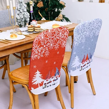 Рождественский чехол для стула в виде Снежинки, Креативный Красный чехол для спинки стула Санта-Клауса, Новогодние Рождественские украшения 2023